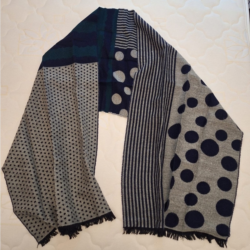 Polka Dot and Stripe Patterned Scarf